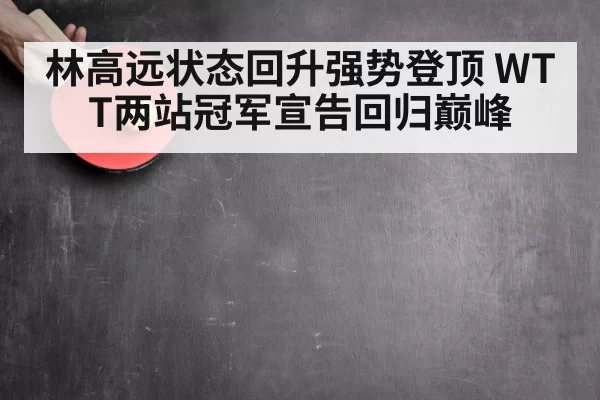 林高远状态回升强势登顶 WTT两站冠军宣告回归巅峰